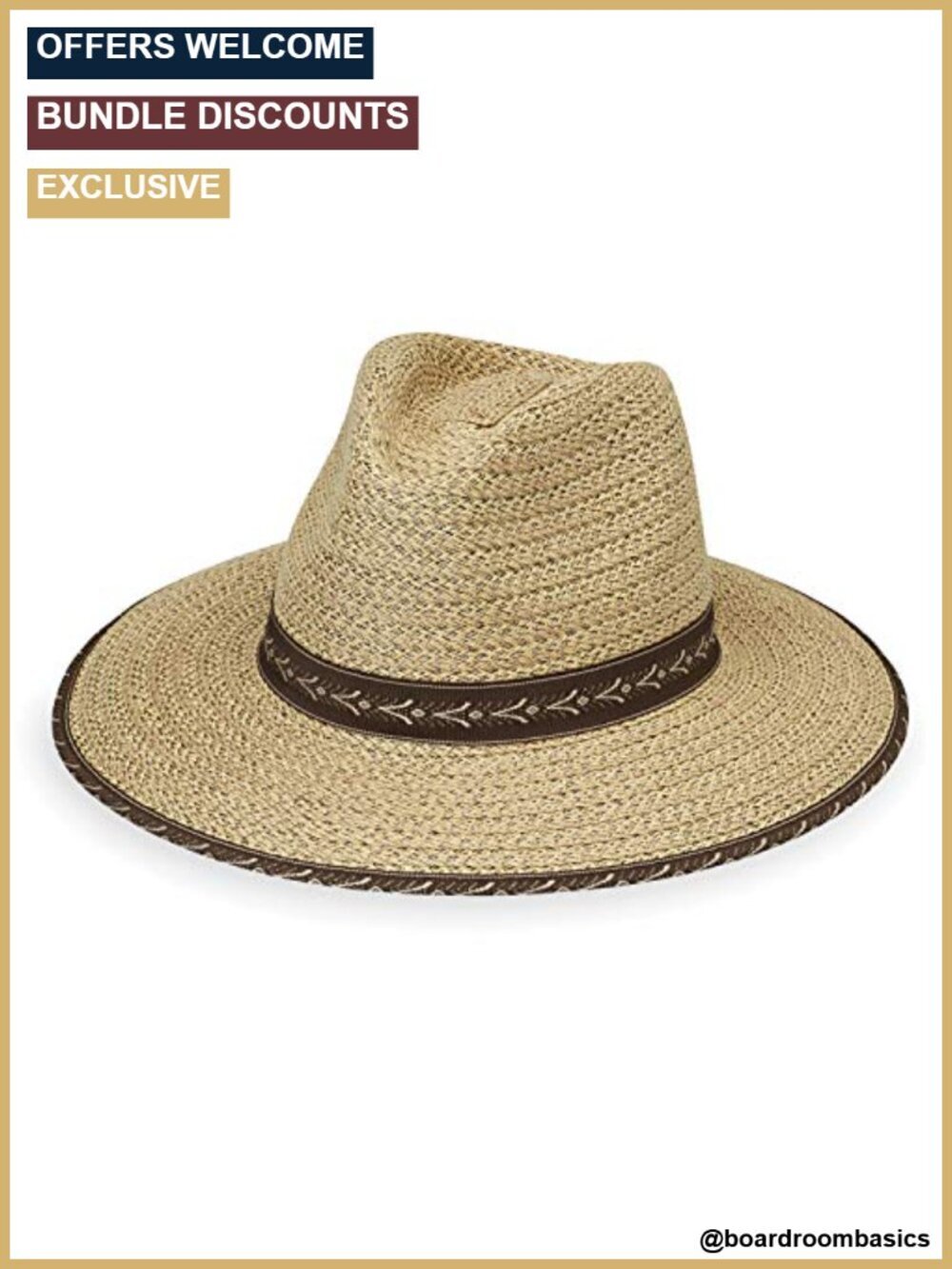 Men's Fedora Sun Hat UPF 50+ Wide Brim Chin Strap Adjustable Cotton Polyester